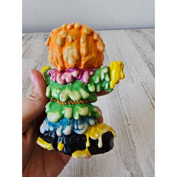 Vintage melted pumpkin scarecrow candle holder stick Halloween decor unique - Picture 6 of 8